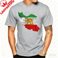 Distressed Iran Map Lion & Sun T-Shirt Men's Vintage Persian Heritage