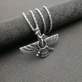 Vintage Punk Style Iran Faravahar Ahura Mazda Pendants Necklaces for Men Women 316L Stainless Steel Zoroastrian Jewelry Gift