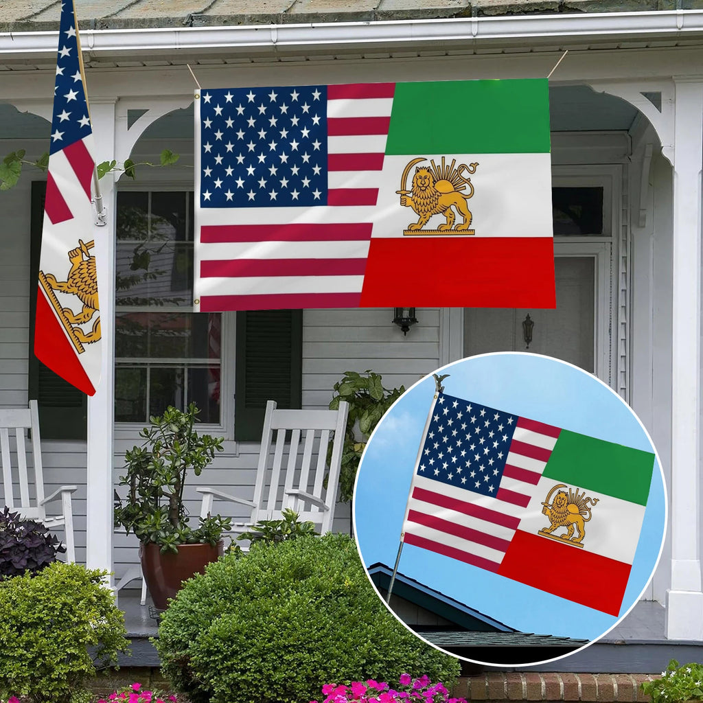 Usa Iran Friendship Flag Patriotic Polyester Double Stitched Banner