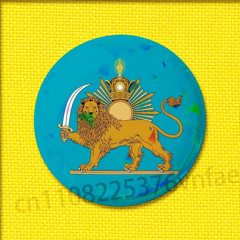 Imperial Coat of Arms of Iran national emblem Lion sun Crown Badge