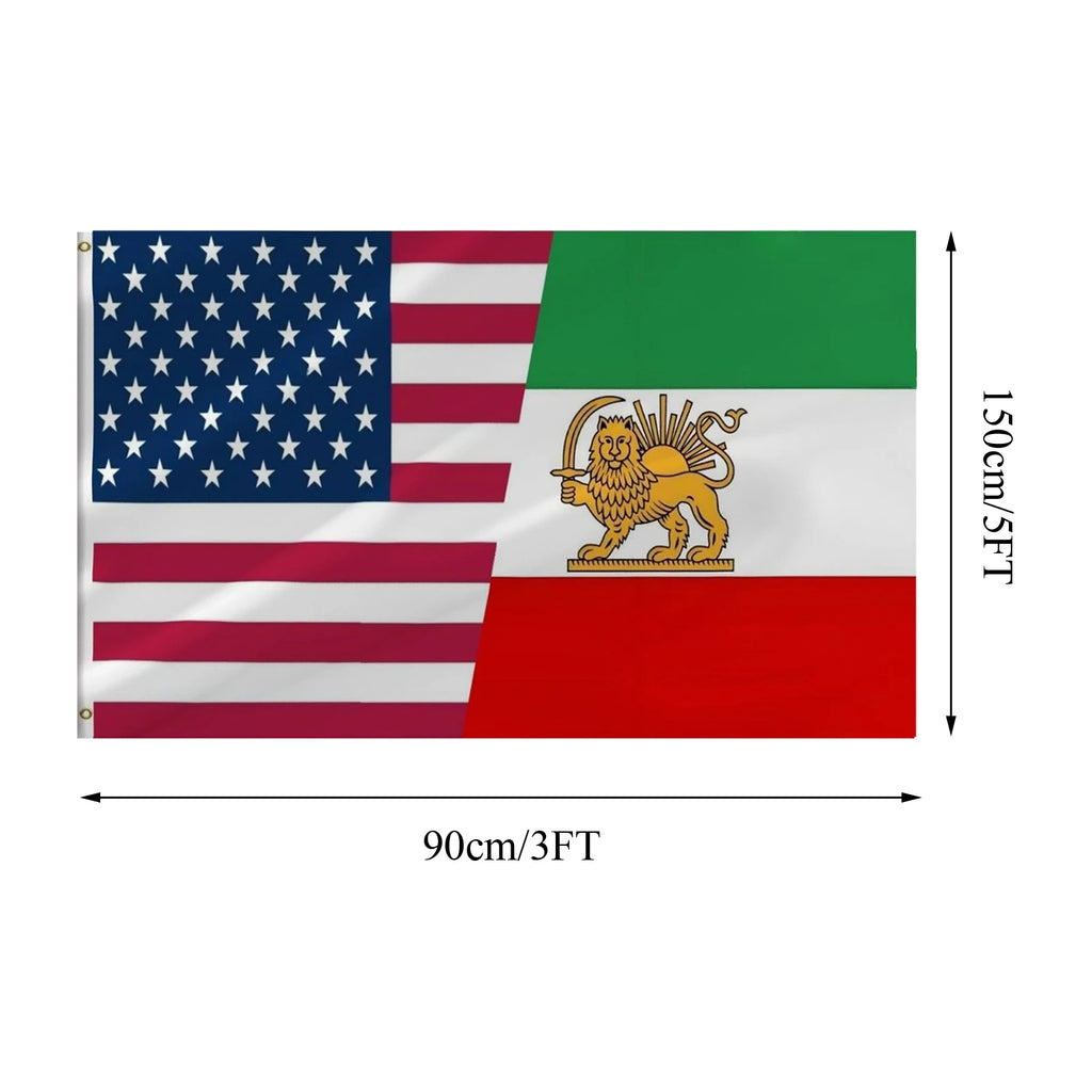Usa Iran Friendship Flag Patriotic Polyester Double Stitched Banner