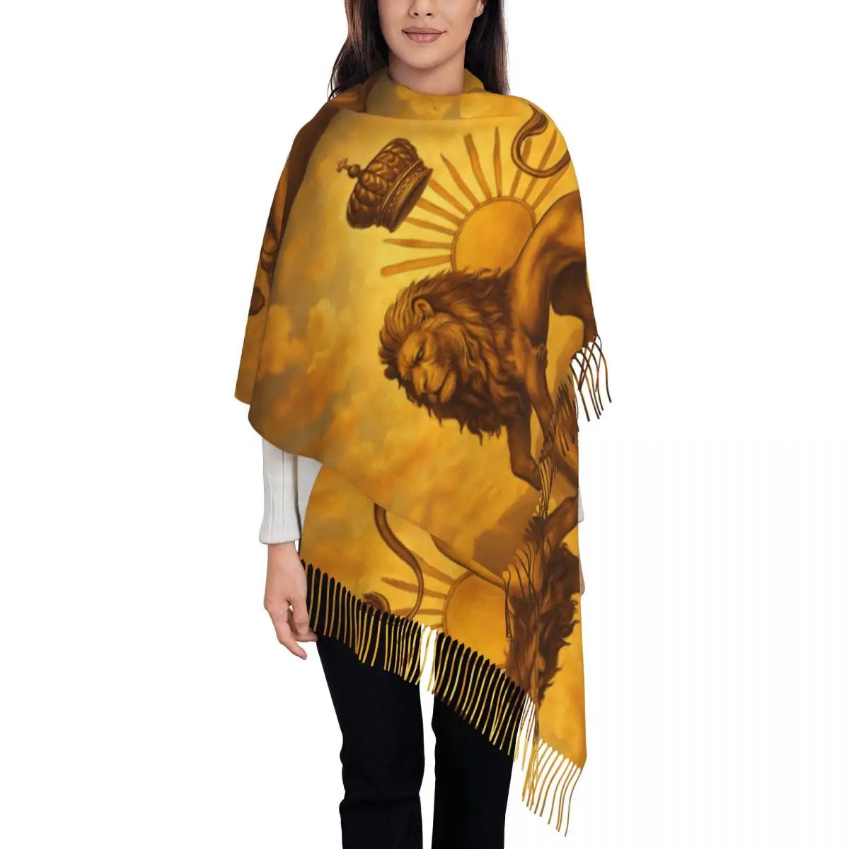 Flag Of Iran Scarf Ladies Headwear Scarves with Long Tassel Winter Retro