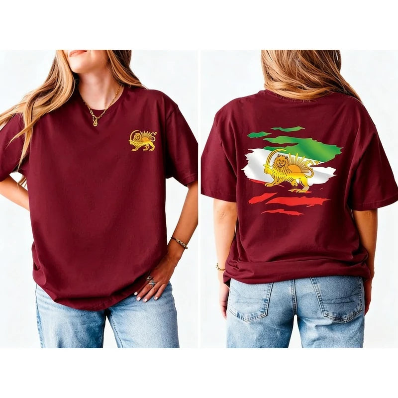 Lion and Sun Iran Tshirt Shir-o-Khorshid Persian Flag Graphic Sweatshirt Iranian Heritage Patriotic Gift for Men Women Shirt
