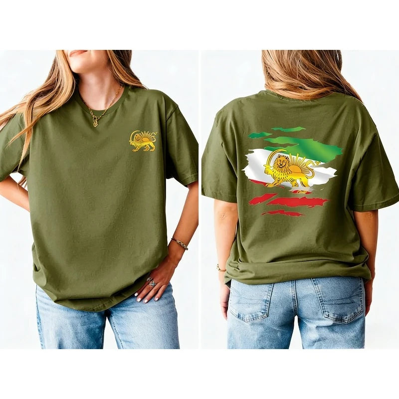Lion and Sun Iran Tshirt Shir-o-Khorshid Persian Flag Graphic Sweatshirt Iranian Heritage Patriotic Gift for Men Women Shirt