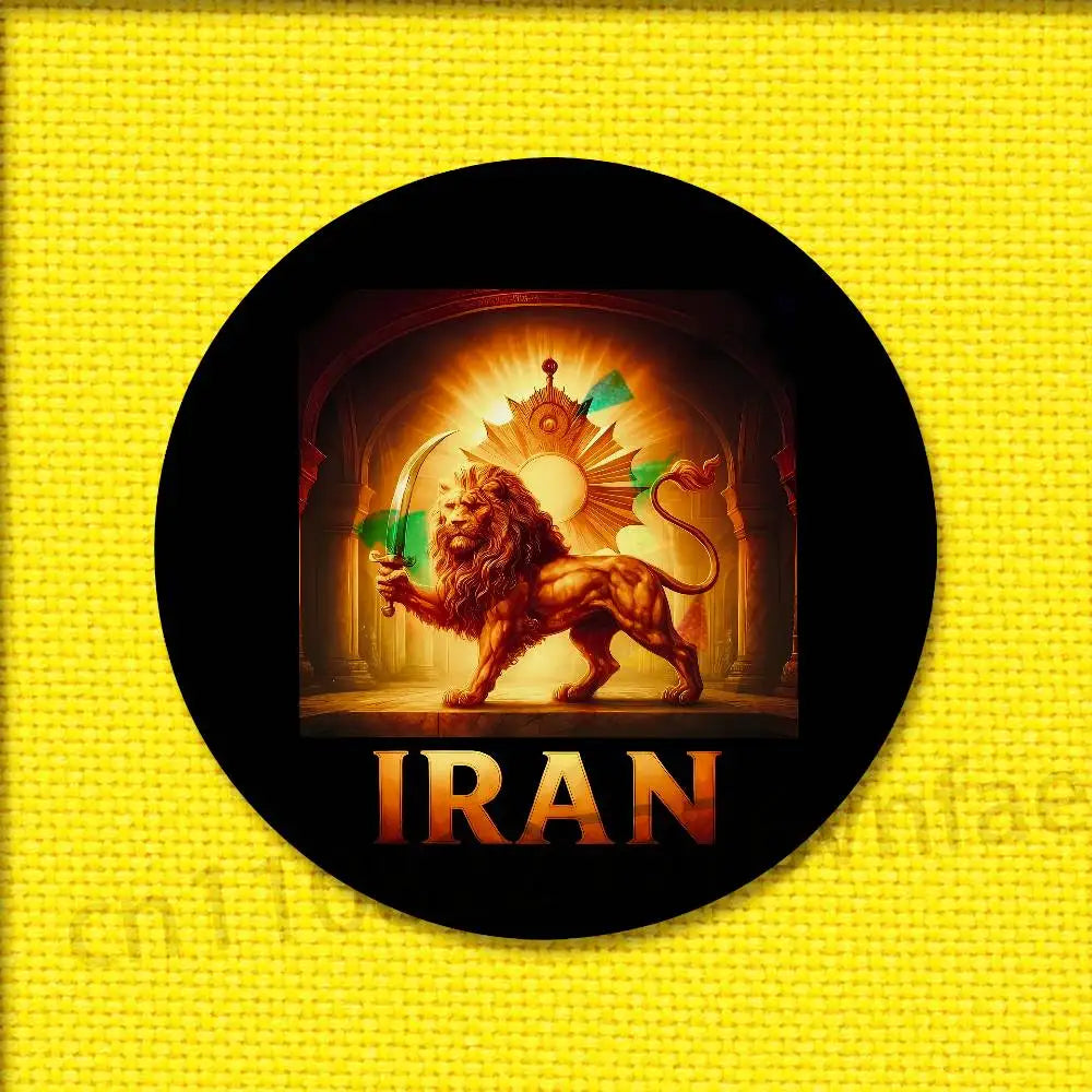 Imperial Coat of Arms of Iran national emblem Lion sun Crown Badge