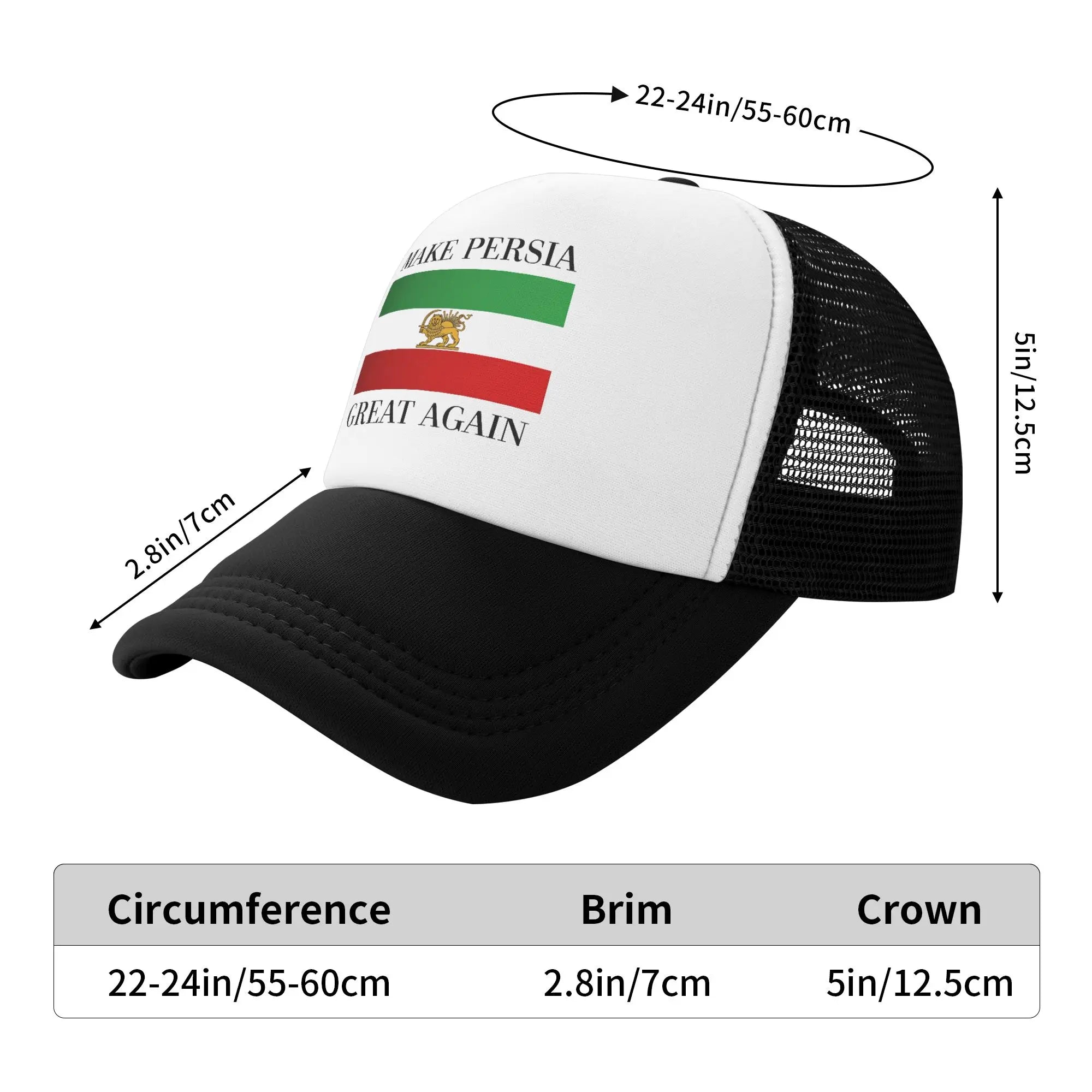 Make Persia Great Again Mesh Sun Hats Shah of Iran Flag Unisex-Teens