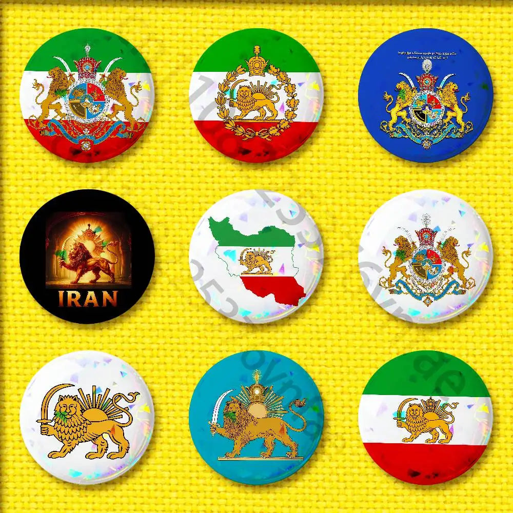 Imperial Coat of Arms of Iran national emblem Lion sun Crown Badge