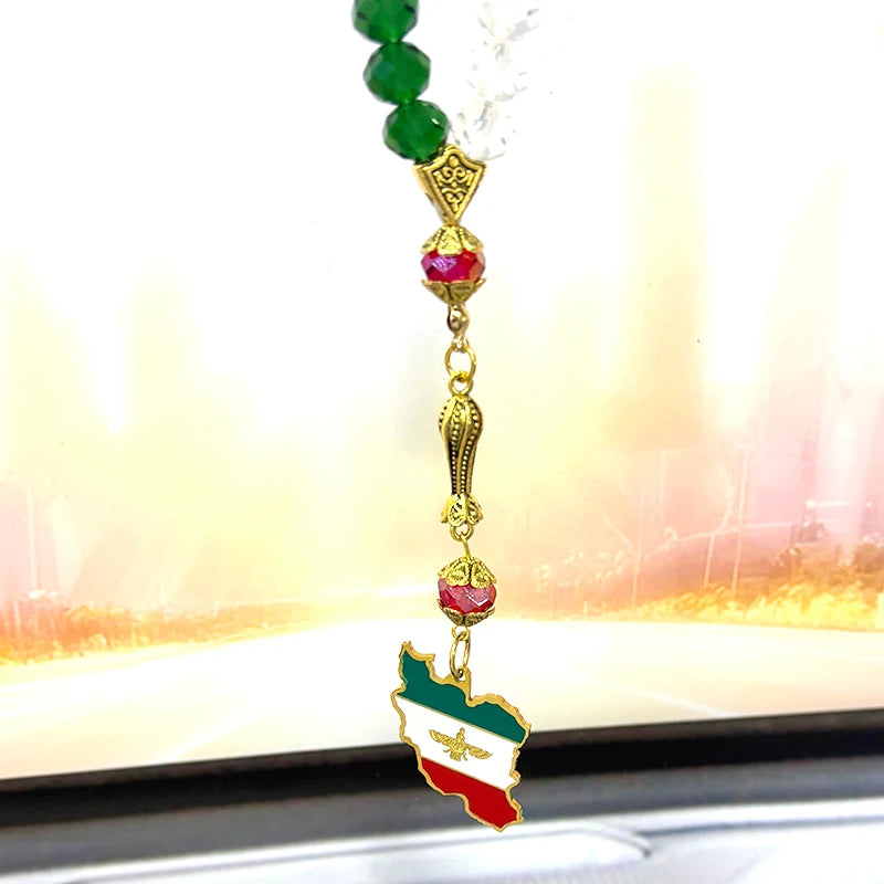 Iran Map National Flag Iranian Car Pendant for Women Men Stainless Steel Gold Silver Color