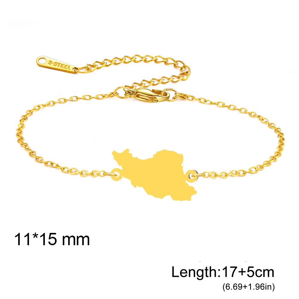 Cazador Iran Map Bracelet for Women Men